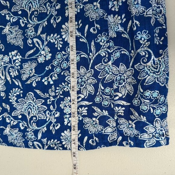 J Jill Love Linen Dress Blue Floral Shift Sleeveless Small - Picture 6 of 9